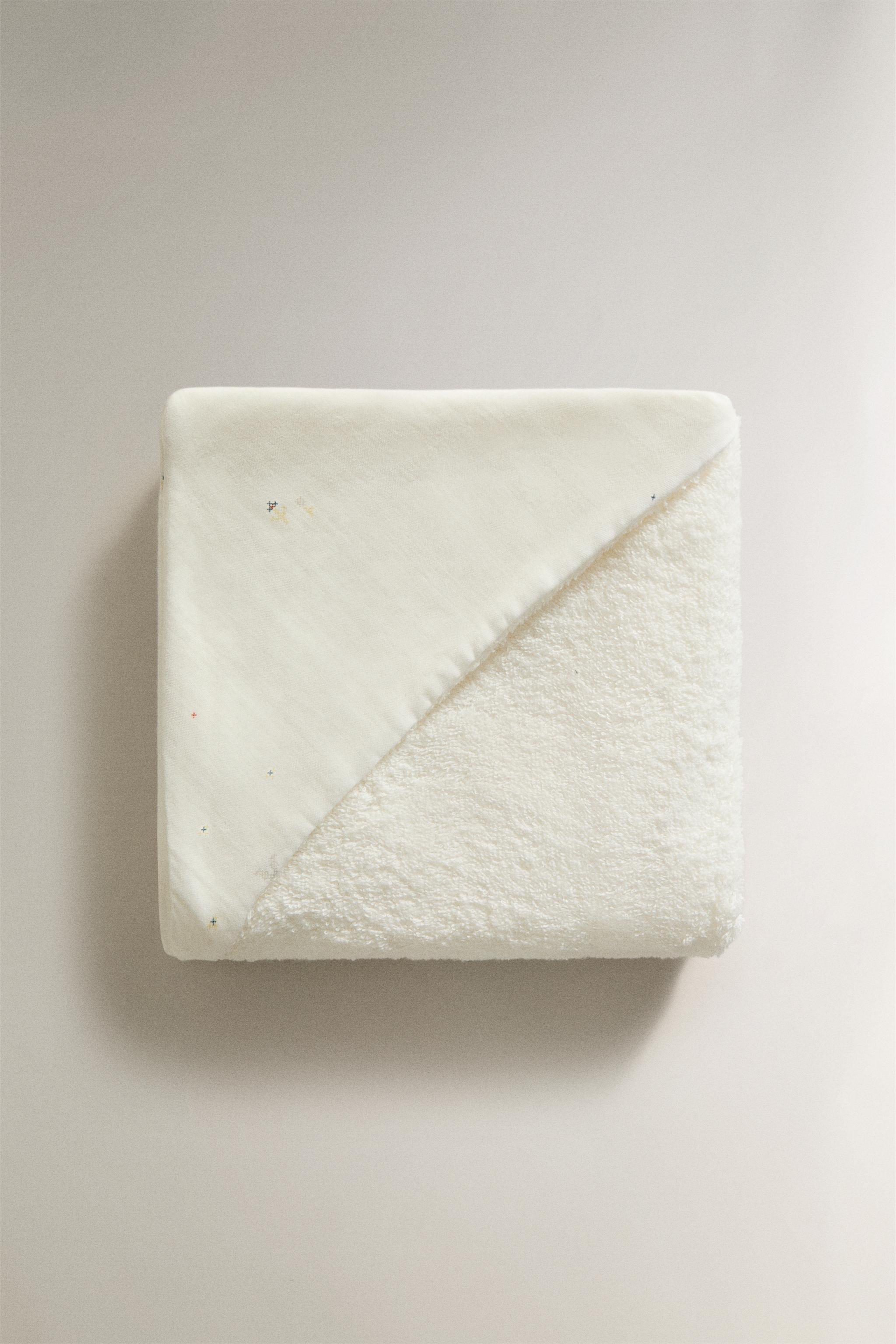 SERVIETTE DE BAIN À CAPUCHE BÉBÉ GAZE LAPINS